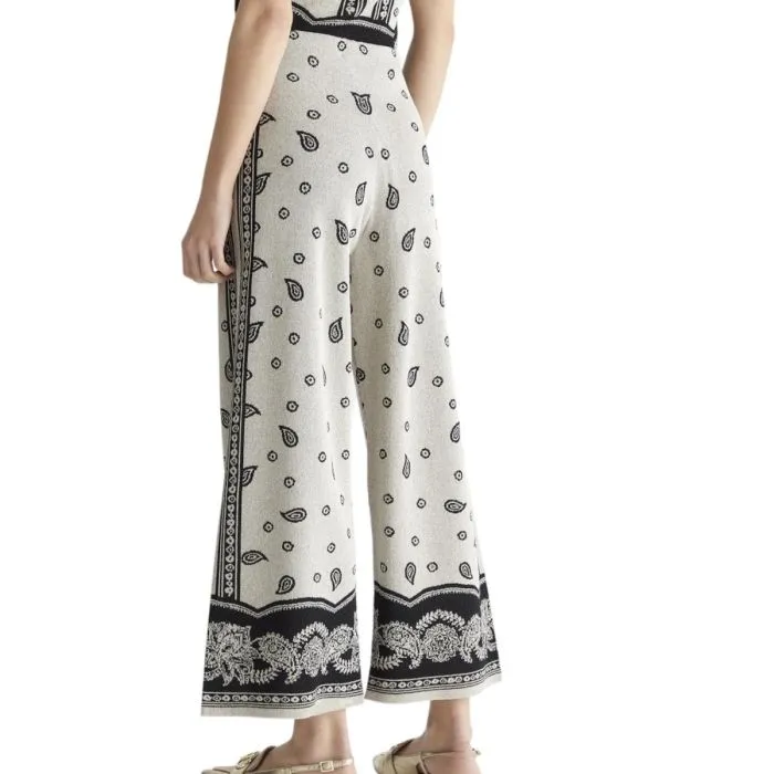 Liu Jo Pantaloni In Maglia Jacquard Liu-jo Beige/nero