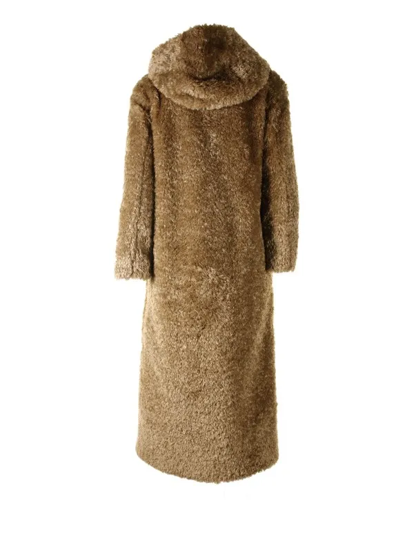 Long faux fur coat with hood