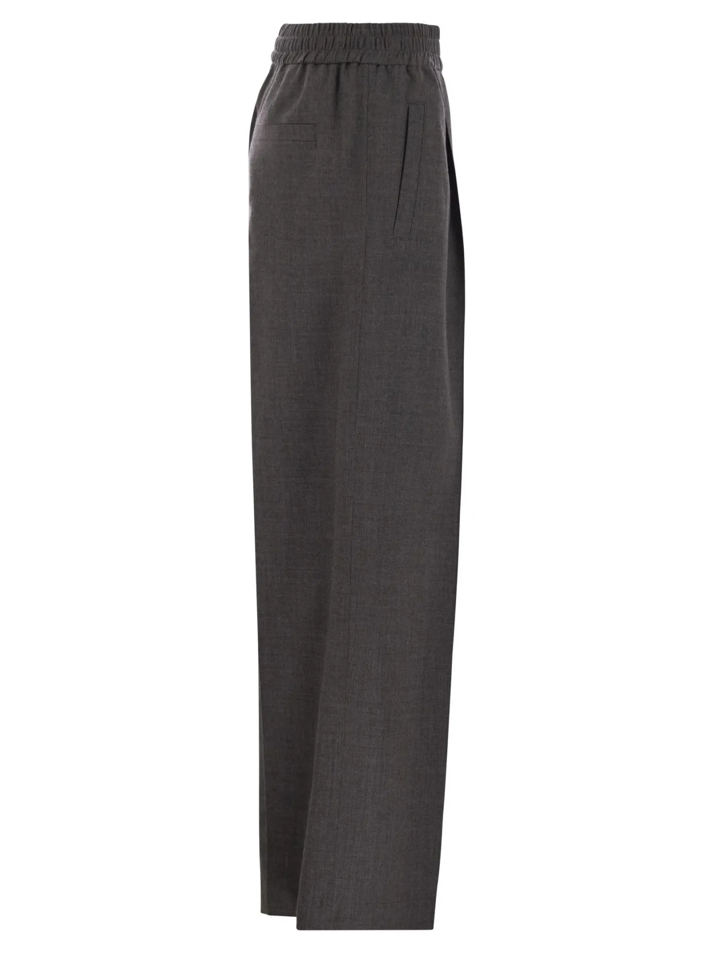 Loose track trousers in virgin wool organza