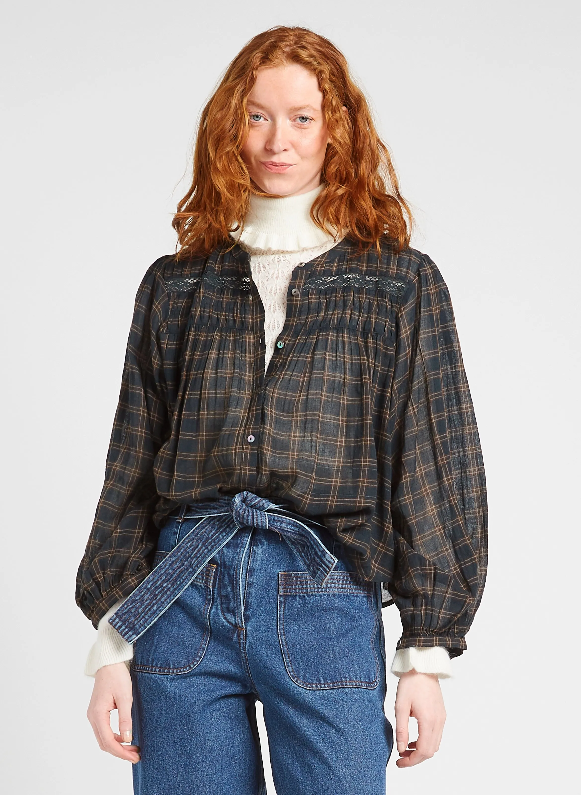  LOUISE MISHA   JALLY - Blusa taglio ampio stampata in cotone | Grigio