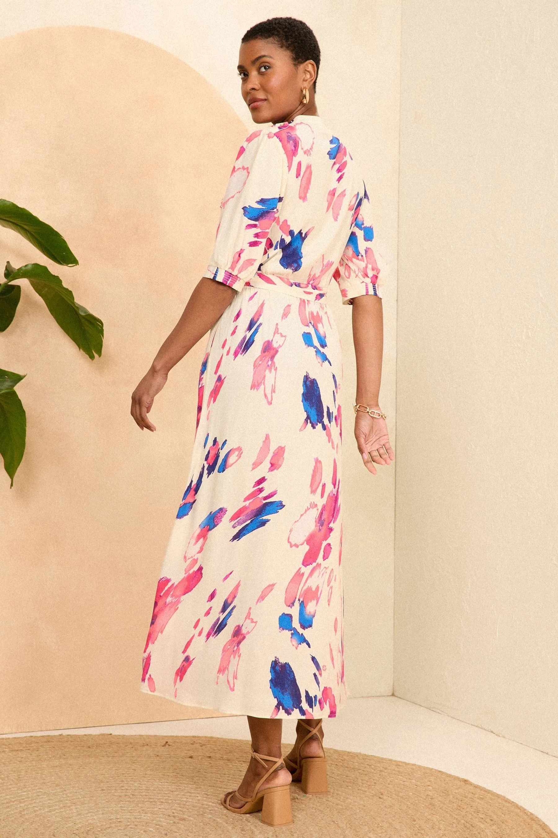 Love & Roses Abito Midi a maniche 3/4 stampato
