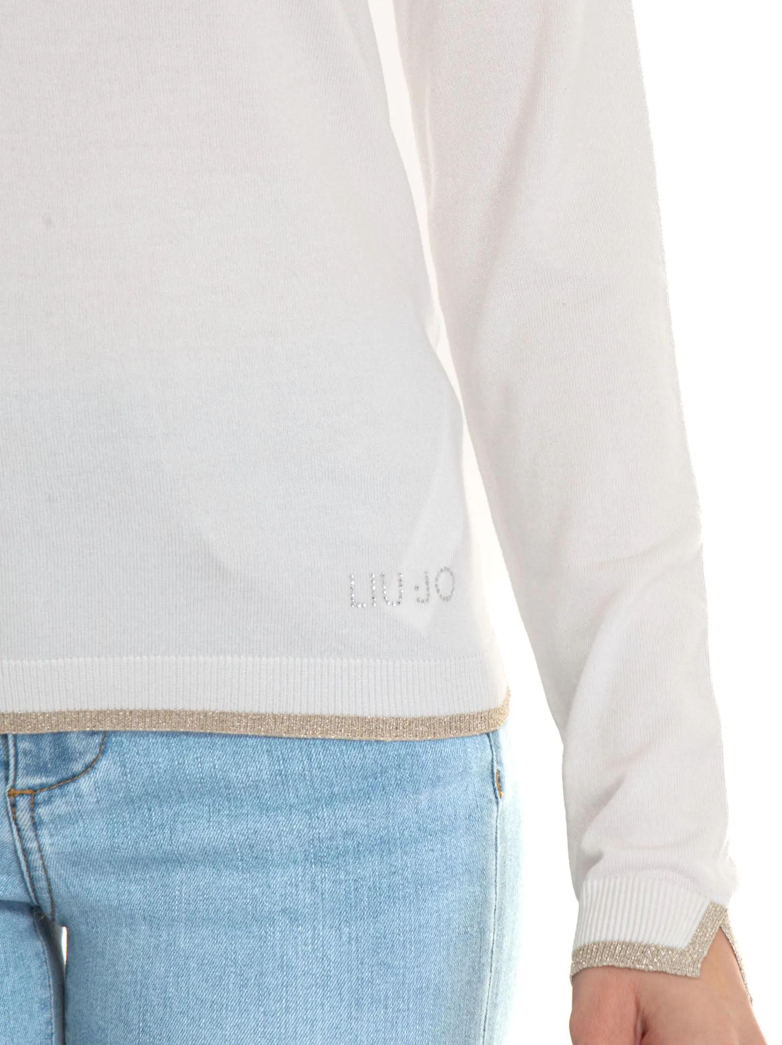 Maglia collo a V Bianco Liu Jo Donna