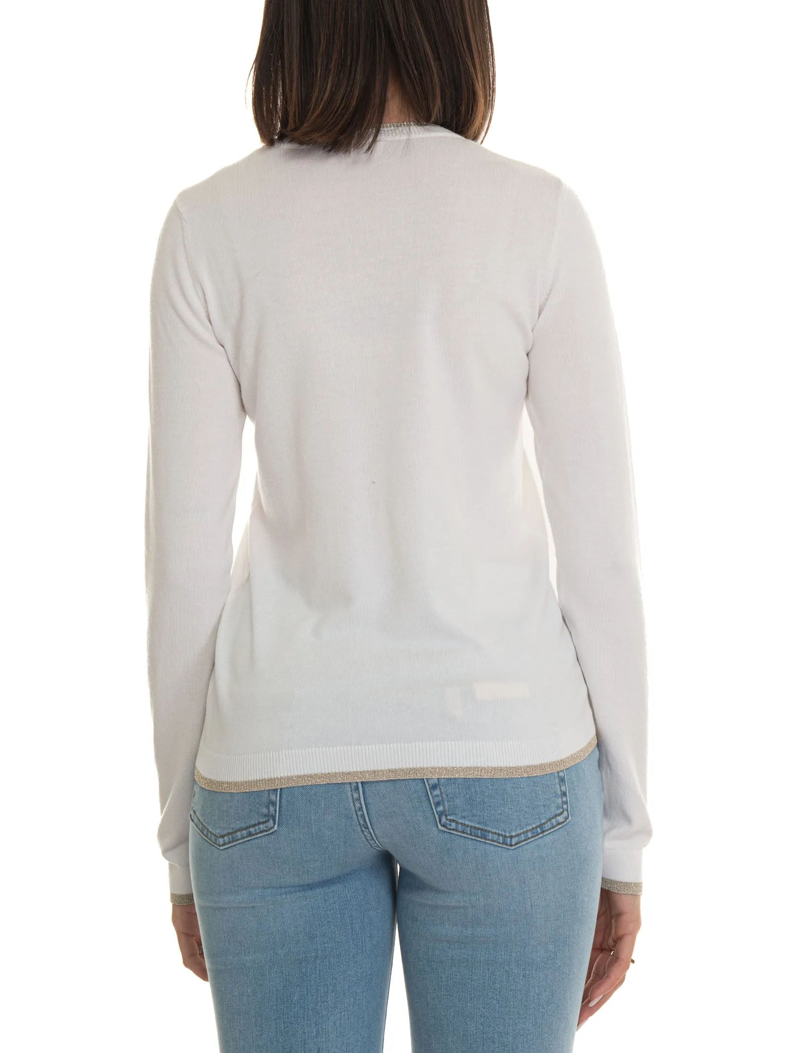Maglia collo a V Bianco Liu Jo Donna