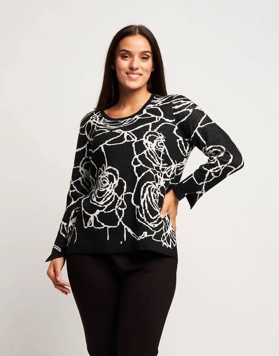 Maglia jacquard con fantasia floreale
