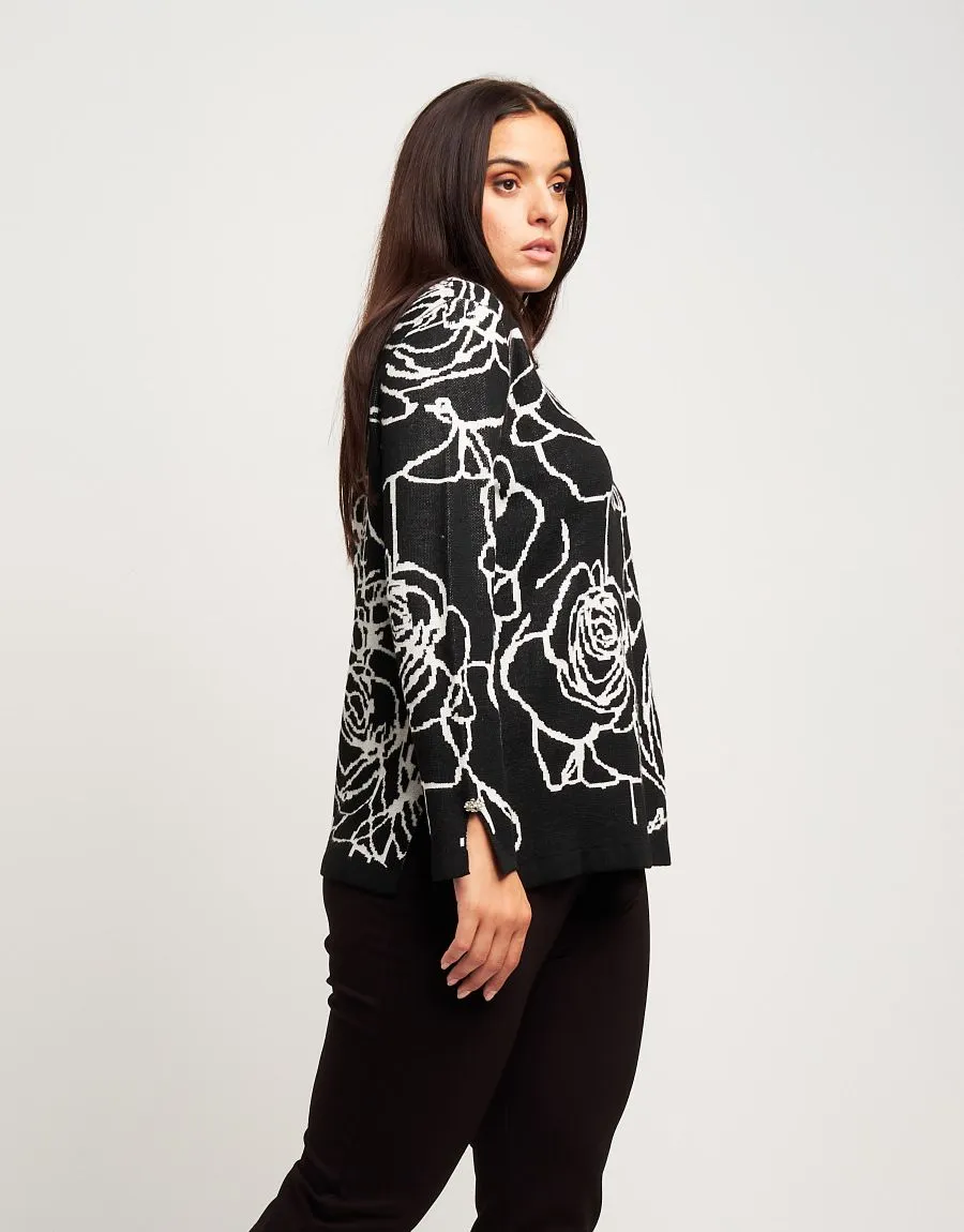 Maglia jacquard con fantasia floreale