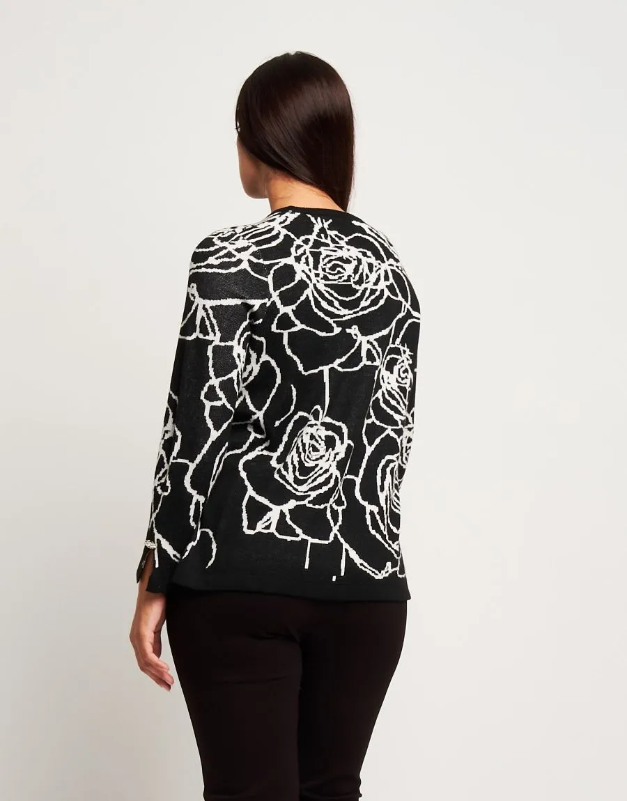Maglia jacquard con fantasia floreale