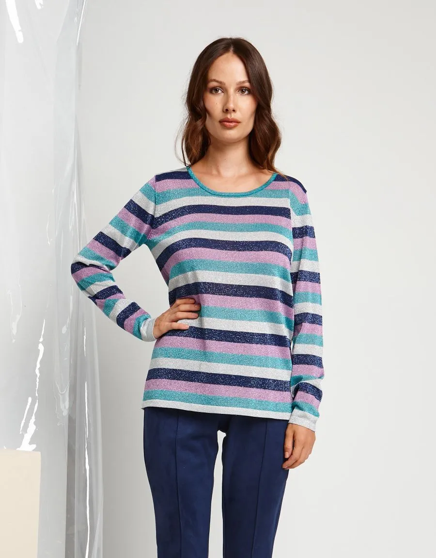 Maglia jacquard in lurex a righe