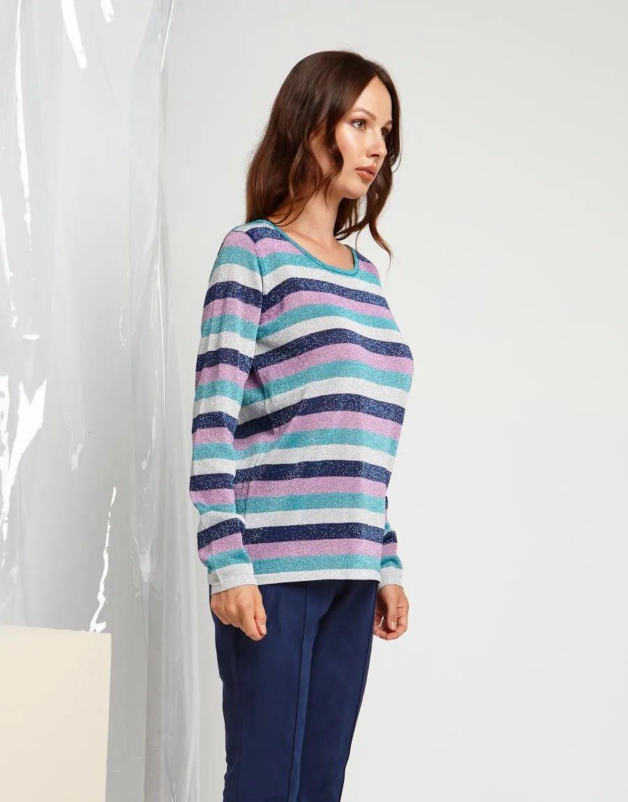 Maglia jacquard in lurex a righe
