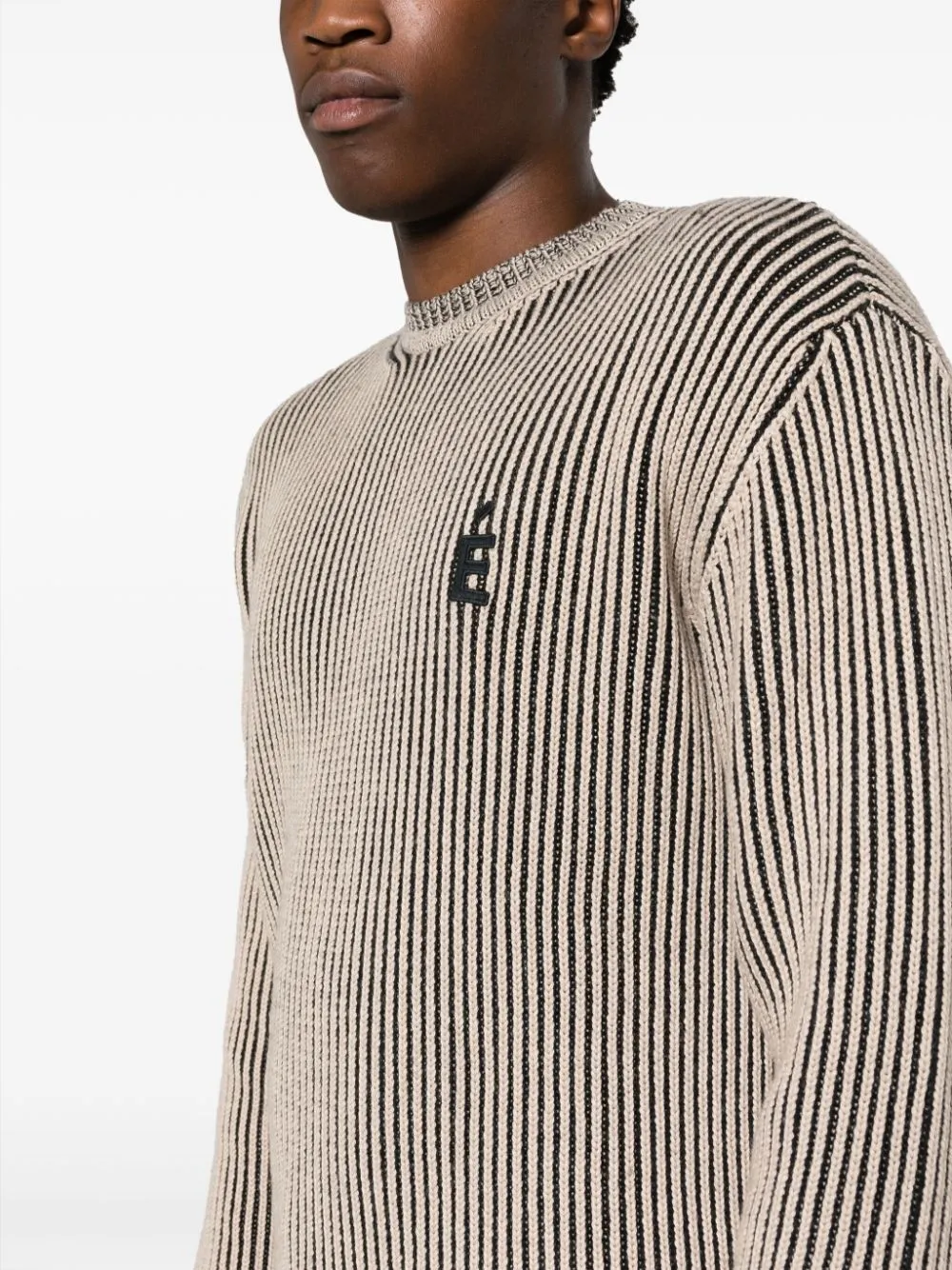 maglione a coste beige