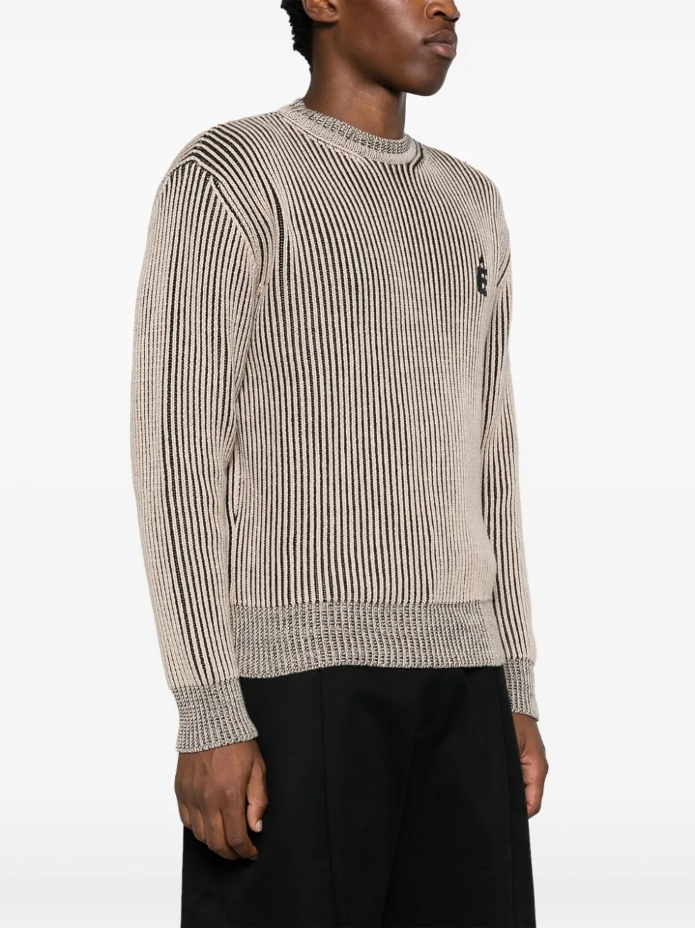 maglione a coste beige