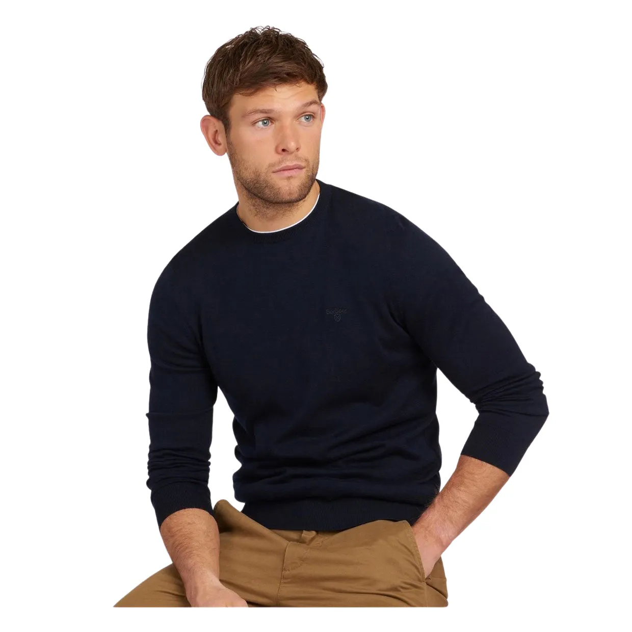 Maglione Barbour Cotone Leggero Blu Navy