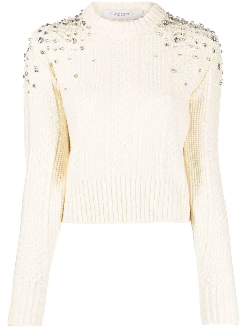Maglione con cristalli in bianco - donna