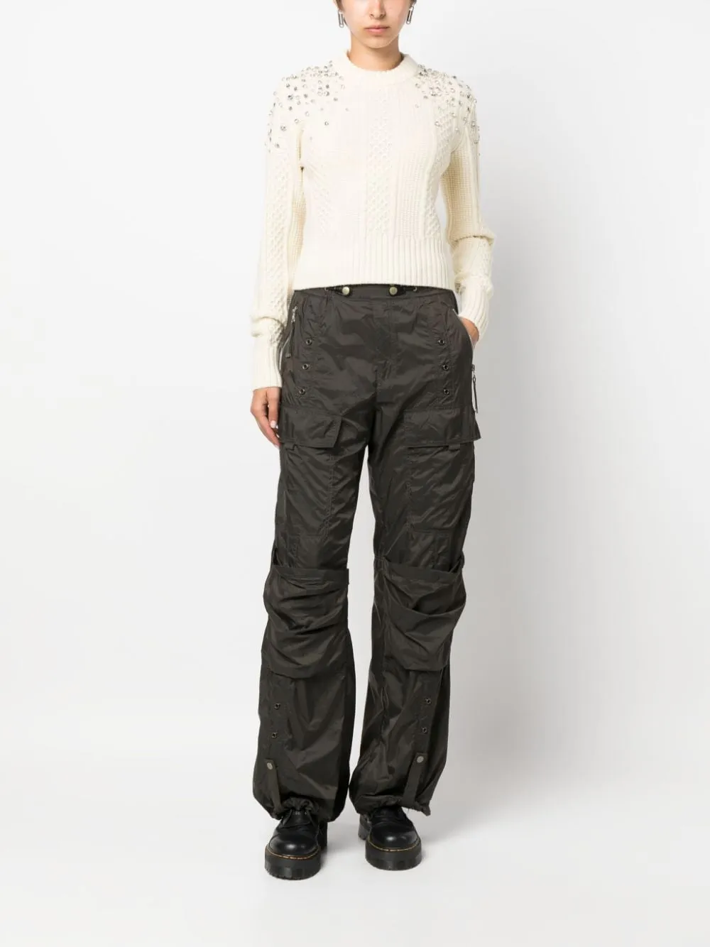 Maglione con cristalli in bianco - donna