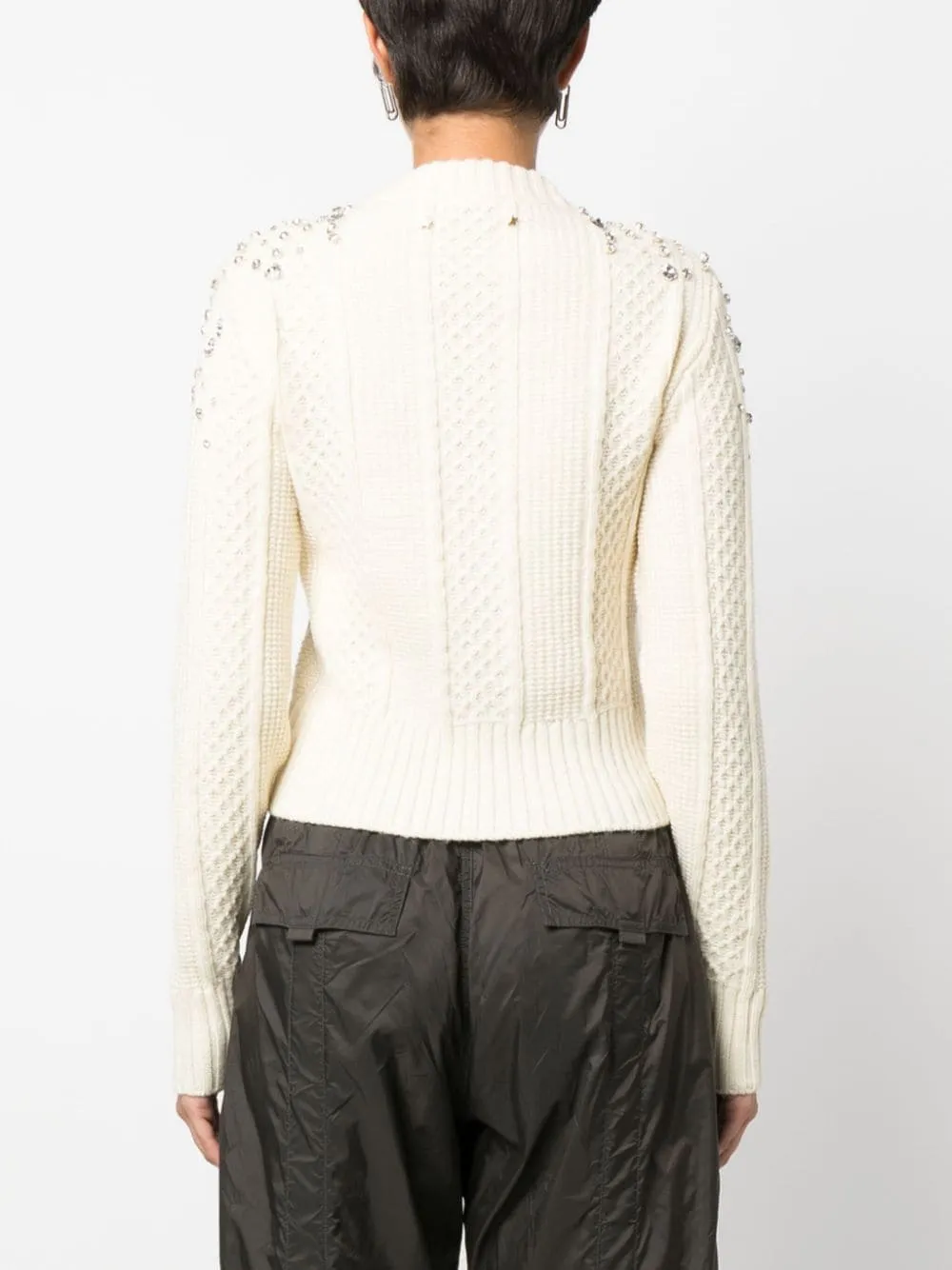 Maglione con cristalli in bianco - donna
