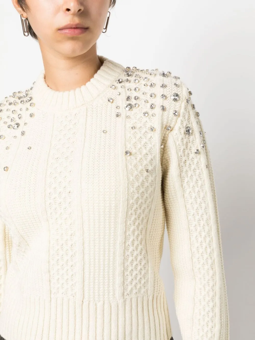 Maglione con cristalli in bianco - donna