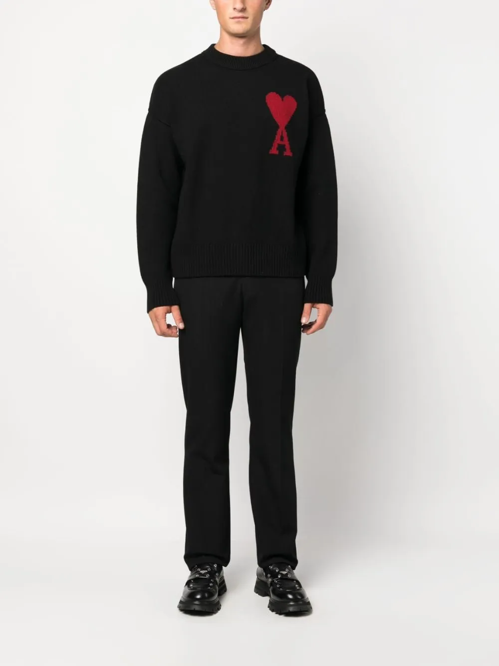 Maglione con intarsio in nero - unisex