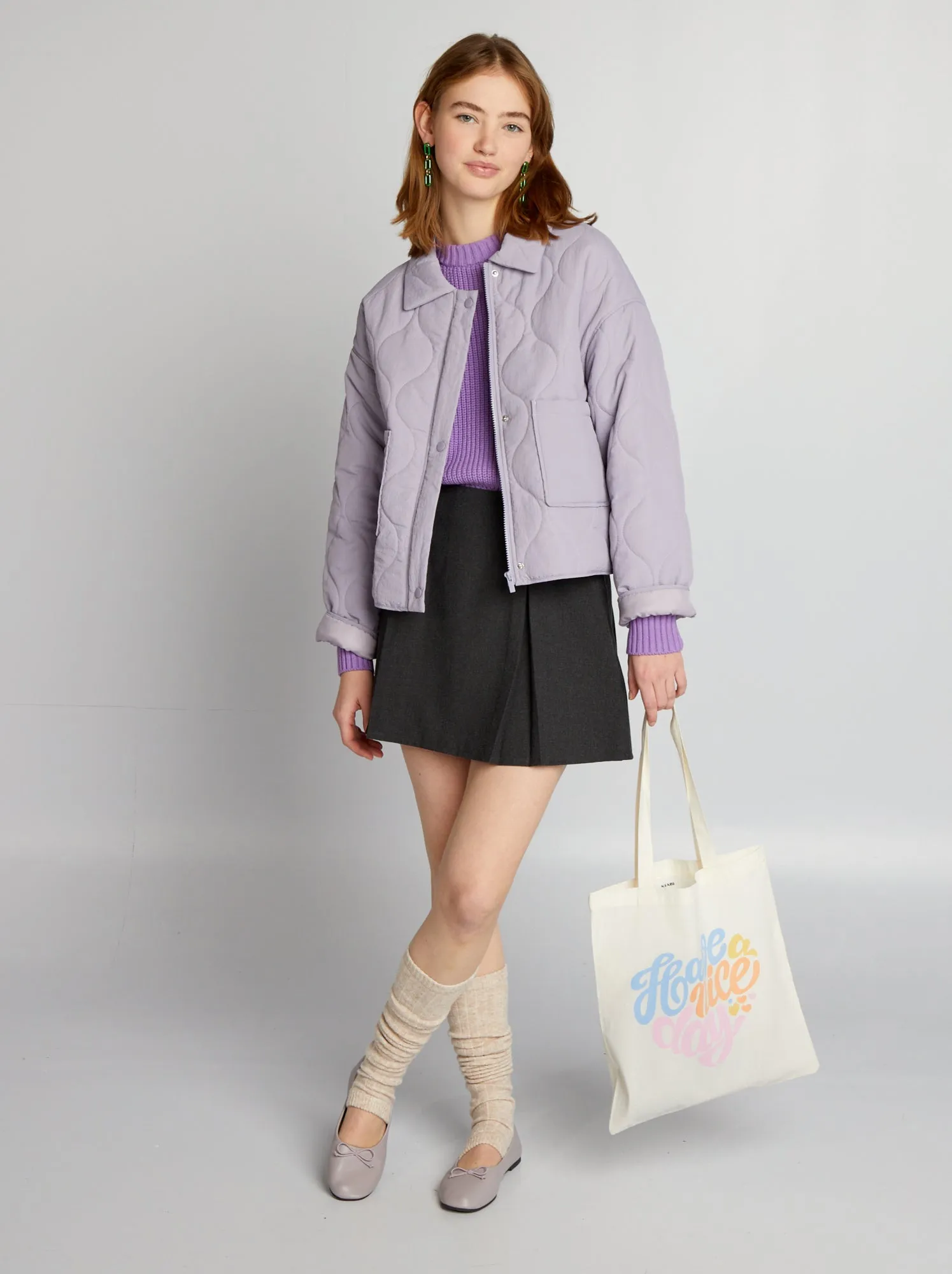 Maglione scollo tondo effetto tricot - VIOLA