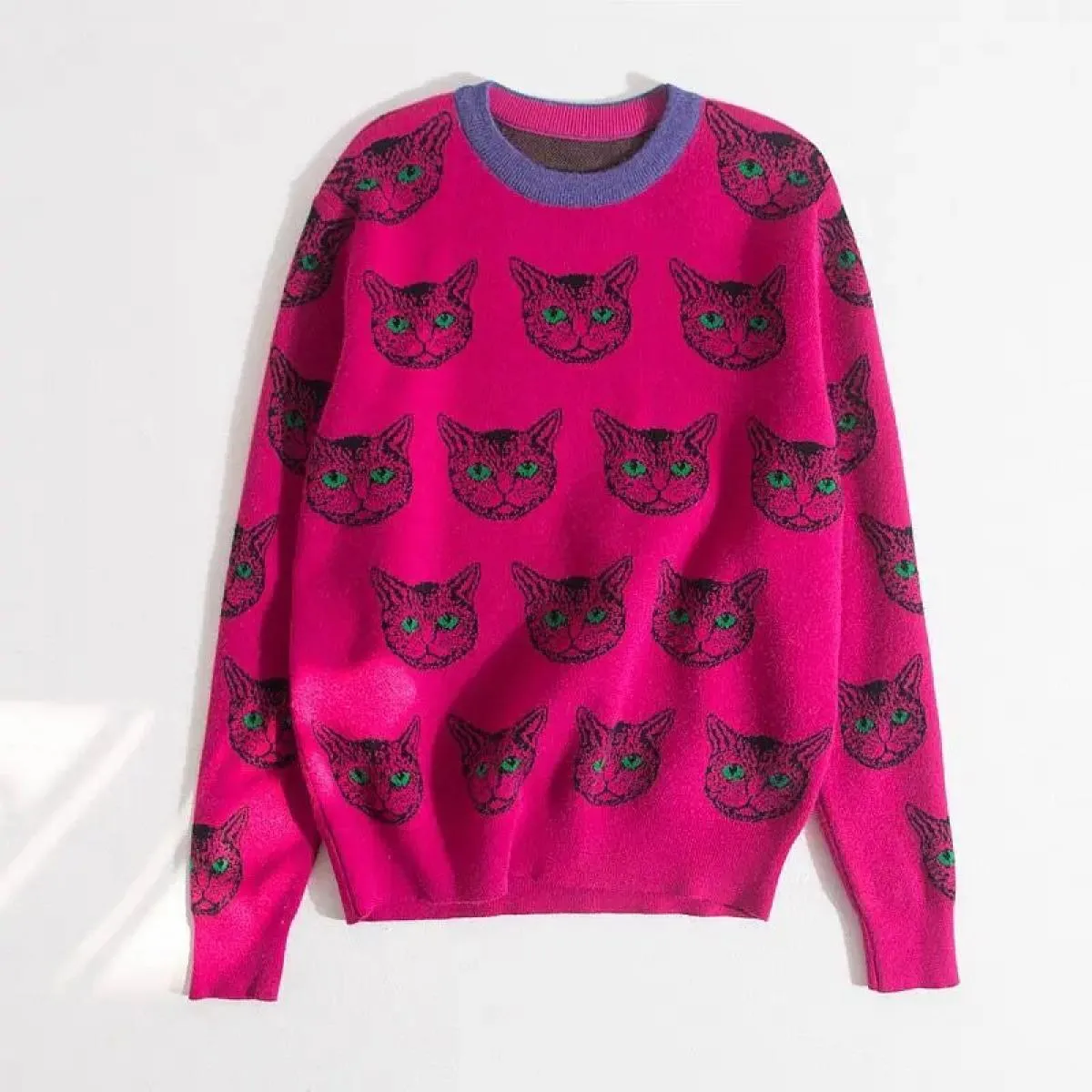 Maglioni da donna 2023 Autunno Inverno Maglione Jacquard Cute Cat Girocollo Pullover Maglione Donna