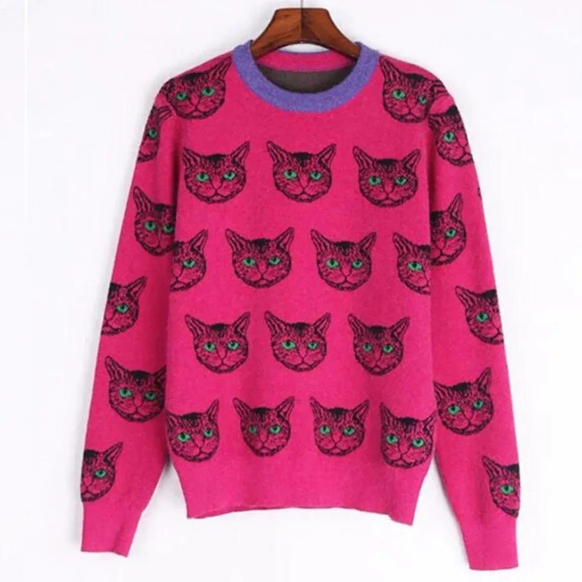 Maglioni da donna 2023 Autunno Inverno Maglione Jacquard Cute Cat Girocollo Pullover Maglione Donna
