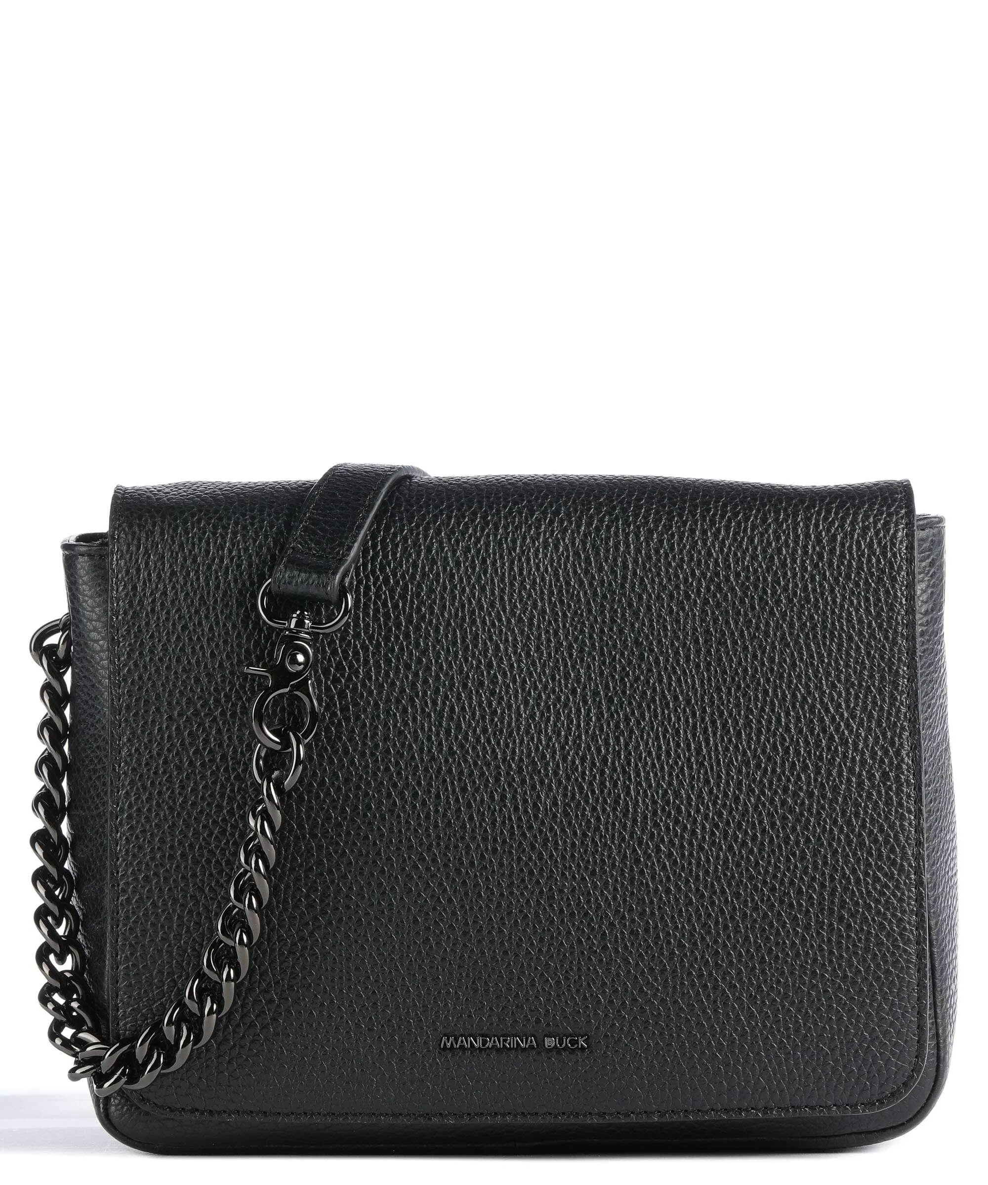  Mandarina Duck Mellow Leather Borsa a tracolla pelle di vitello grana nero  