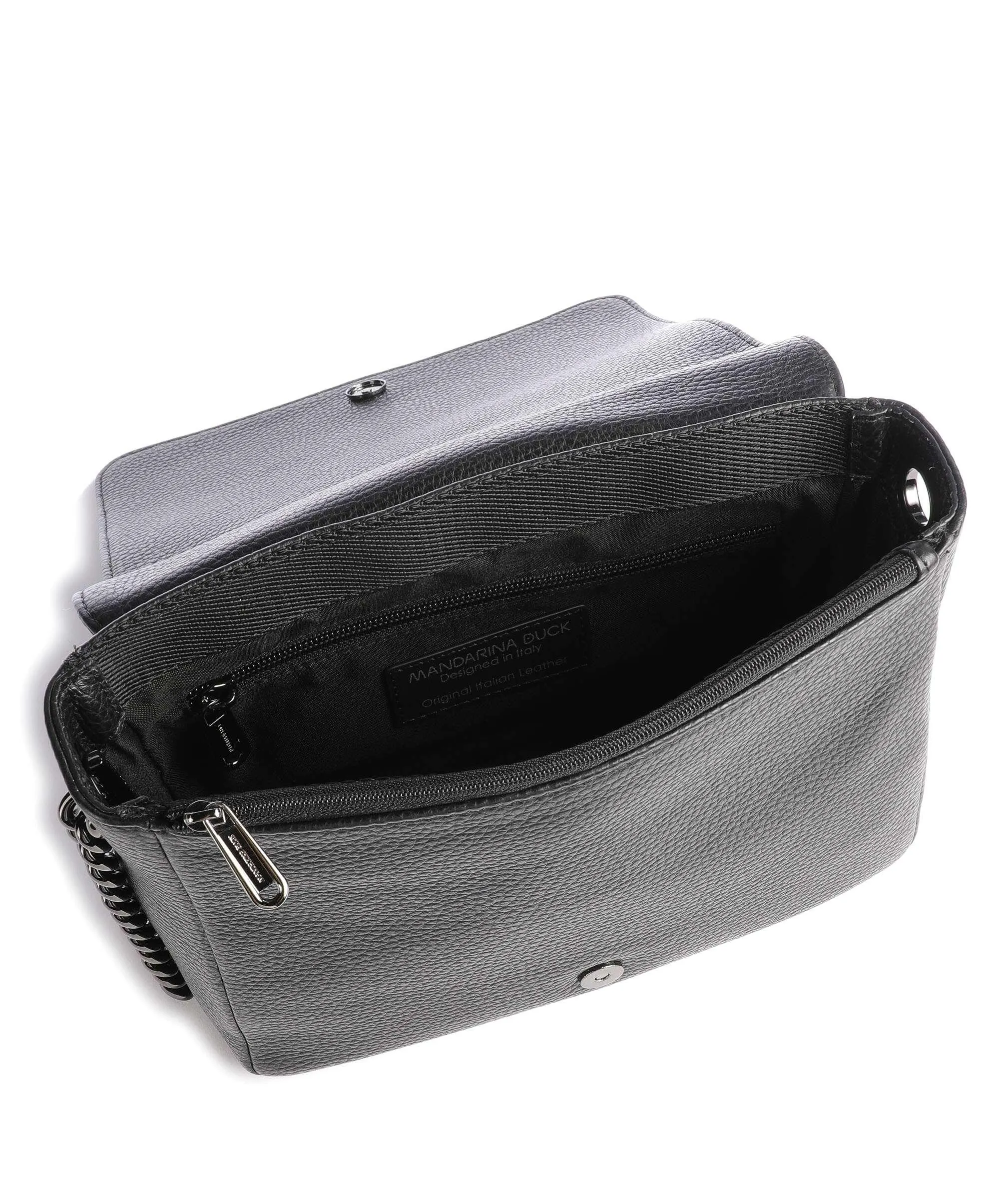  Mandarina Duck Mellow Leather Borsa a tracolla pelle di vitello grana nero  
