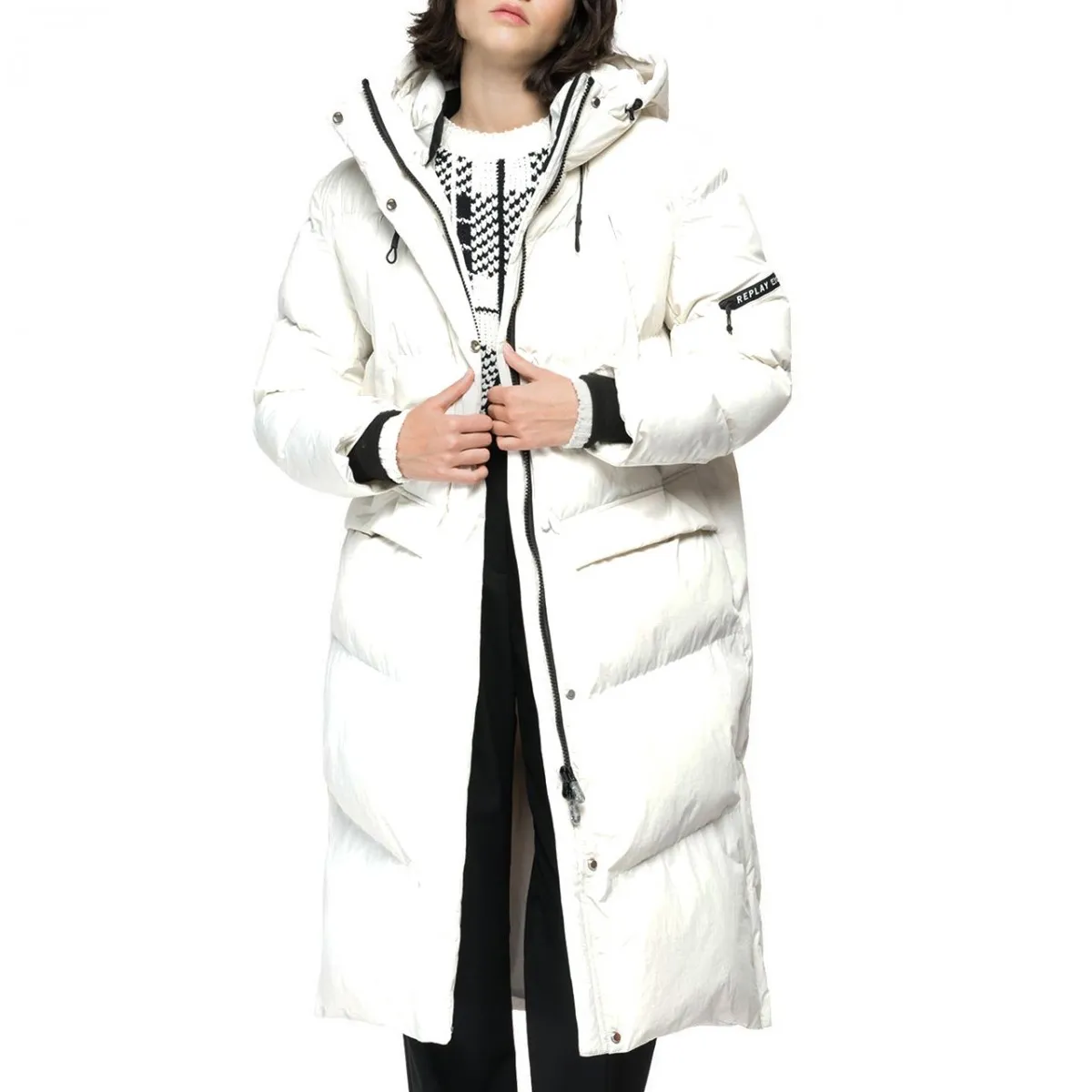 Maxi Piumino In Nylon, Bianco