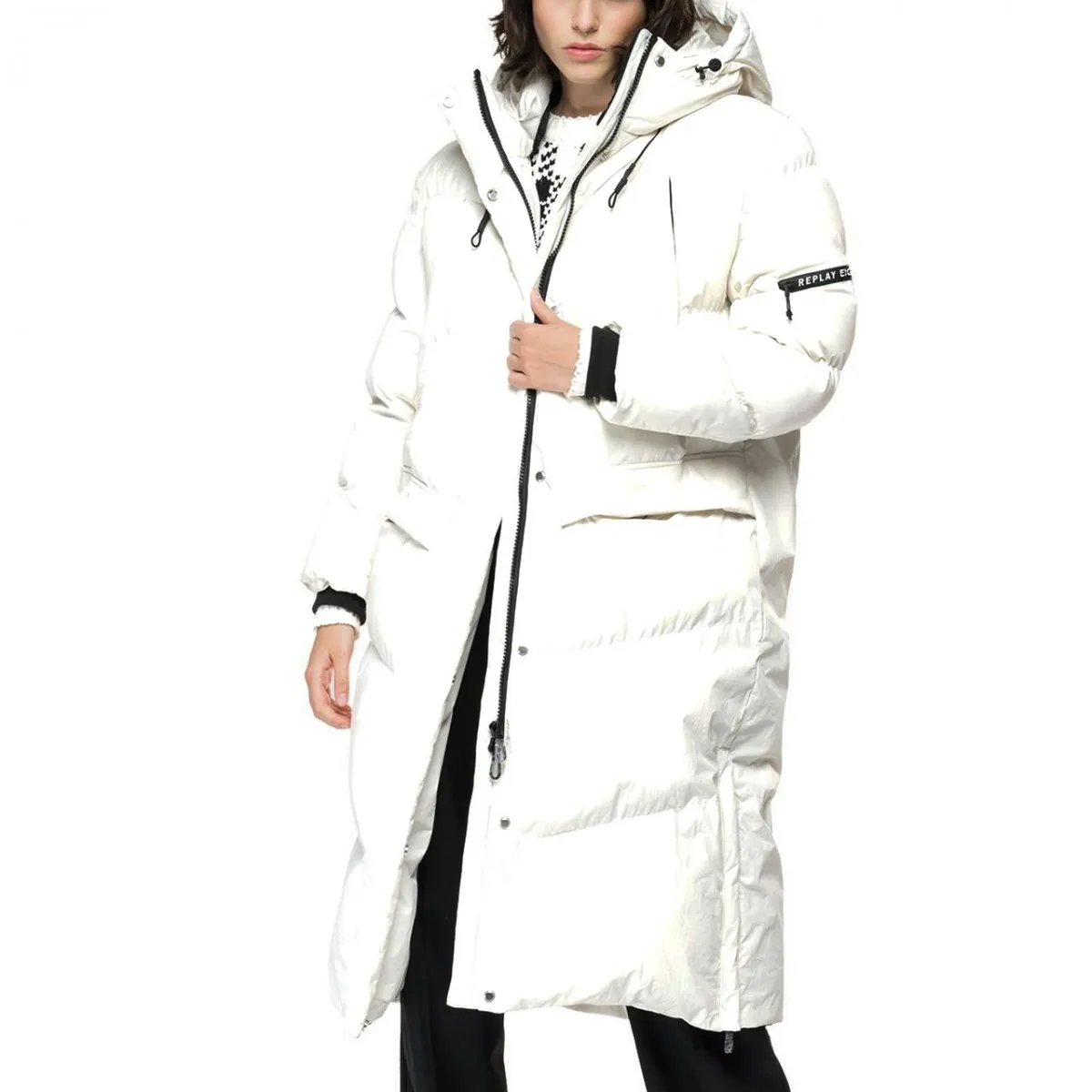 Maxi Piumino In Nylon, Bianco