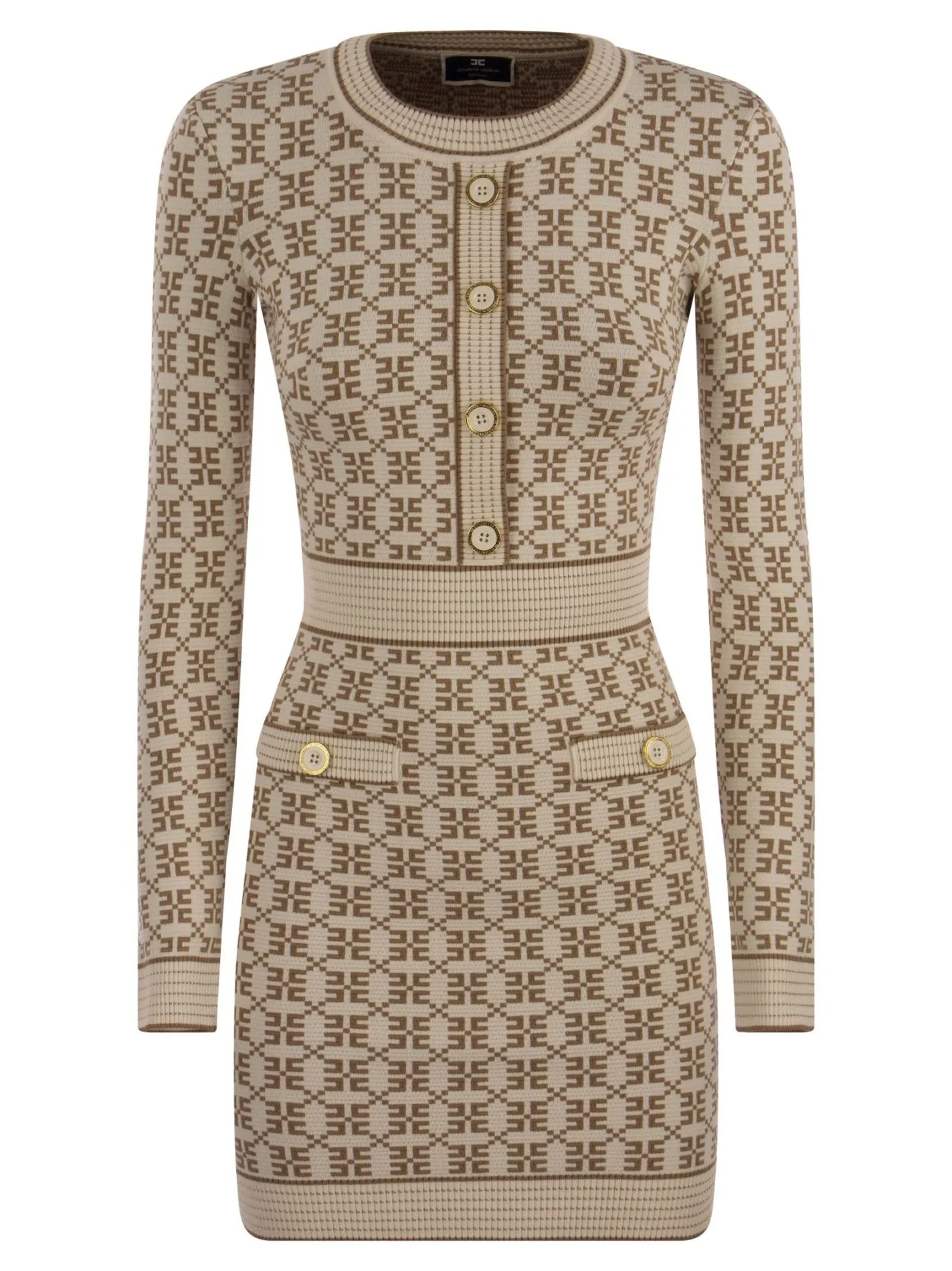 Miniabito in maglia jacquard logo