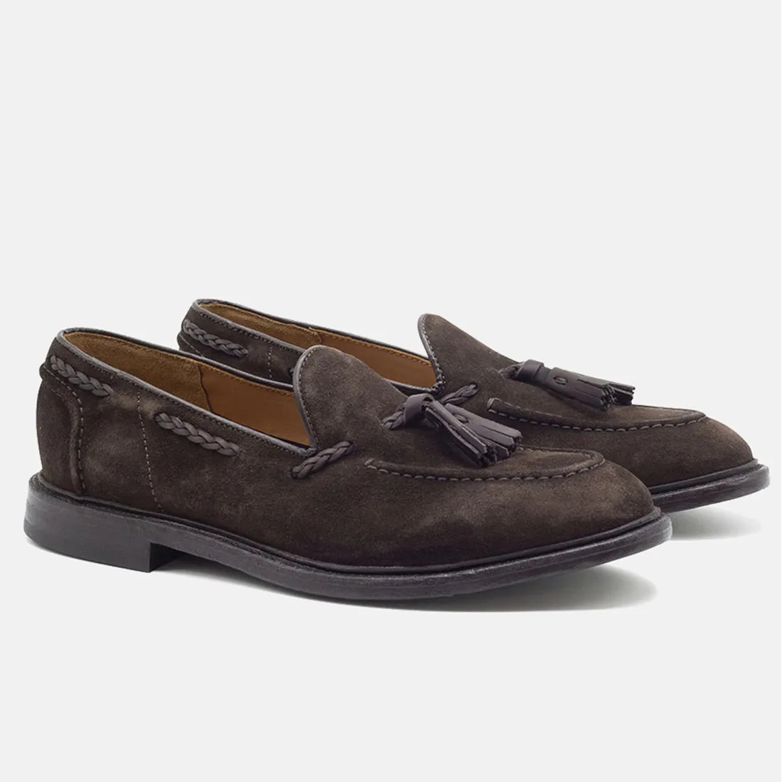 Mocassino con nappine Green George 2032 in camoscio testa moro