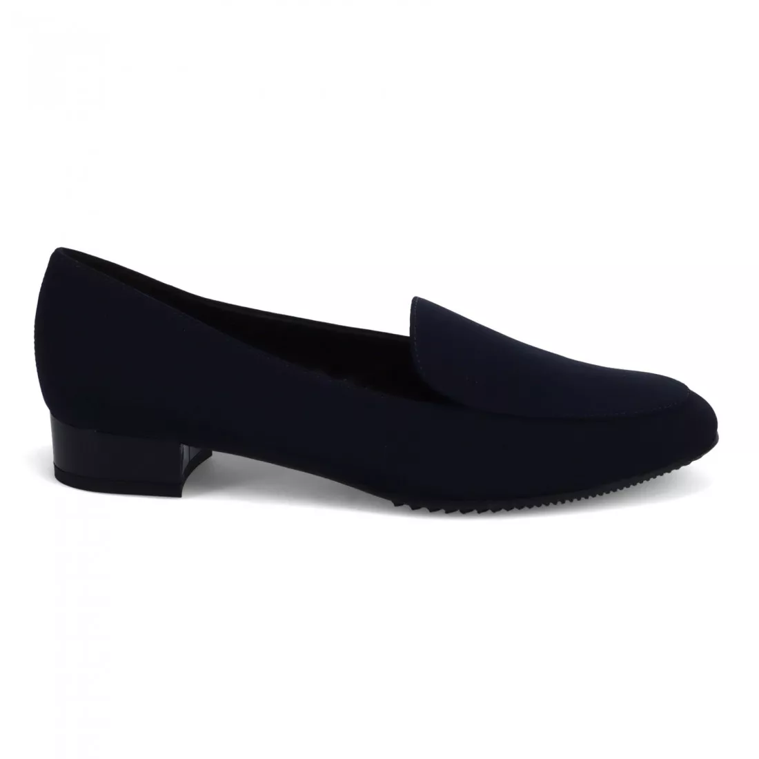 Mocassino da donna Brunate in tessuto blu con tacco basso