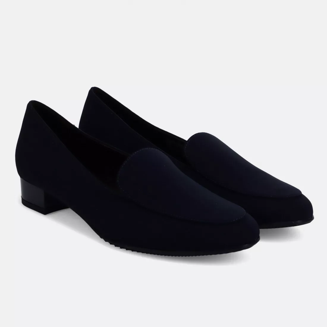 Mocassino da donna Brunate in tessuto blu con tacco basso