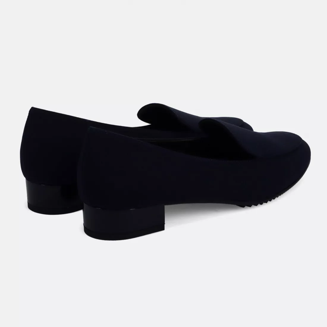 Mocassino da donna Brunate in tessuto blu con tacco basso