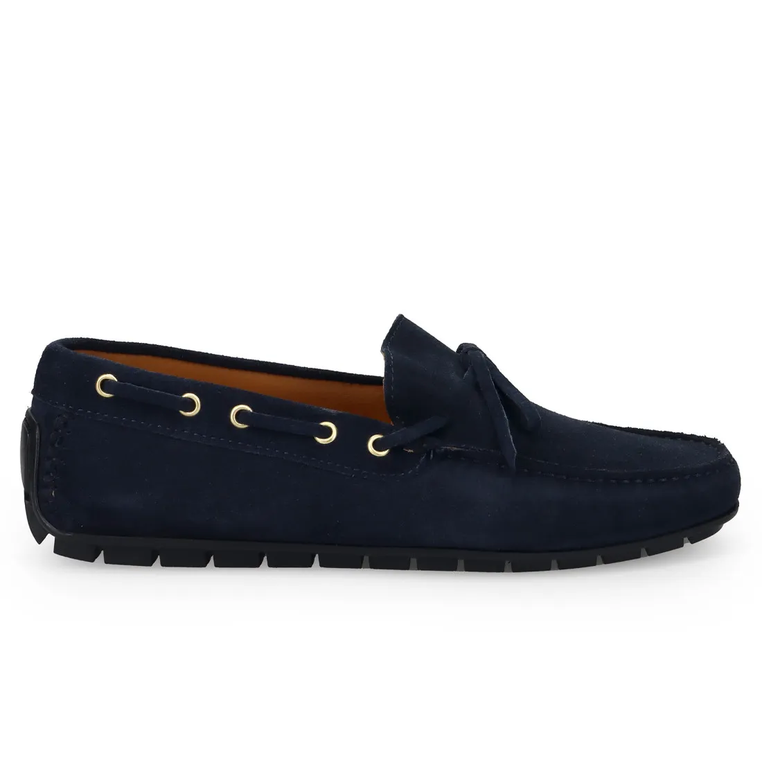 Mocassino da uomo Sangiorgio in suede blu con fiocchetto