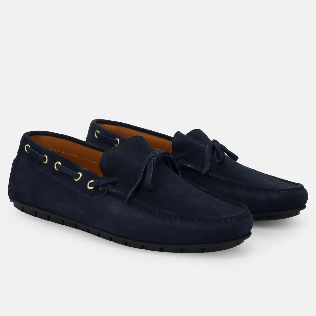 Mocassino da uomo Sangiorgio in suede blu con fiocchetto