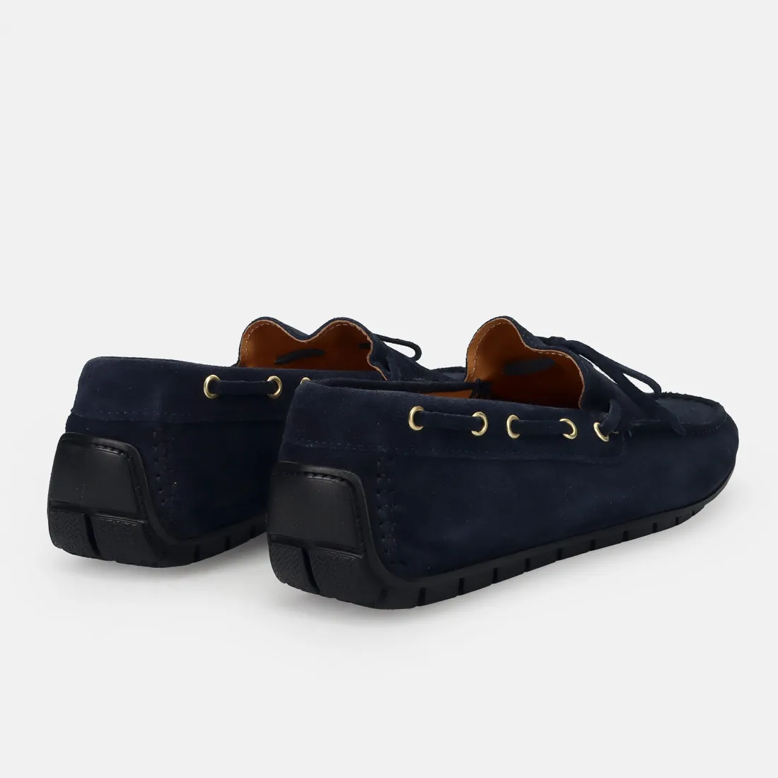 Mocassino da uomo Sangiorgio in suede blu con fiocchetto