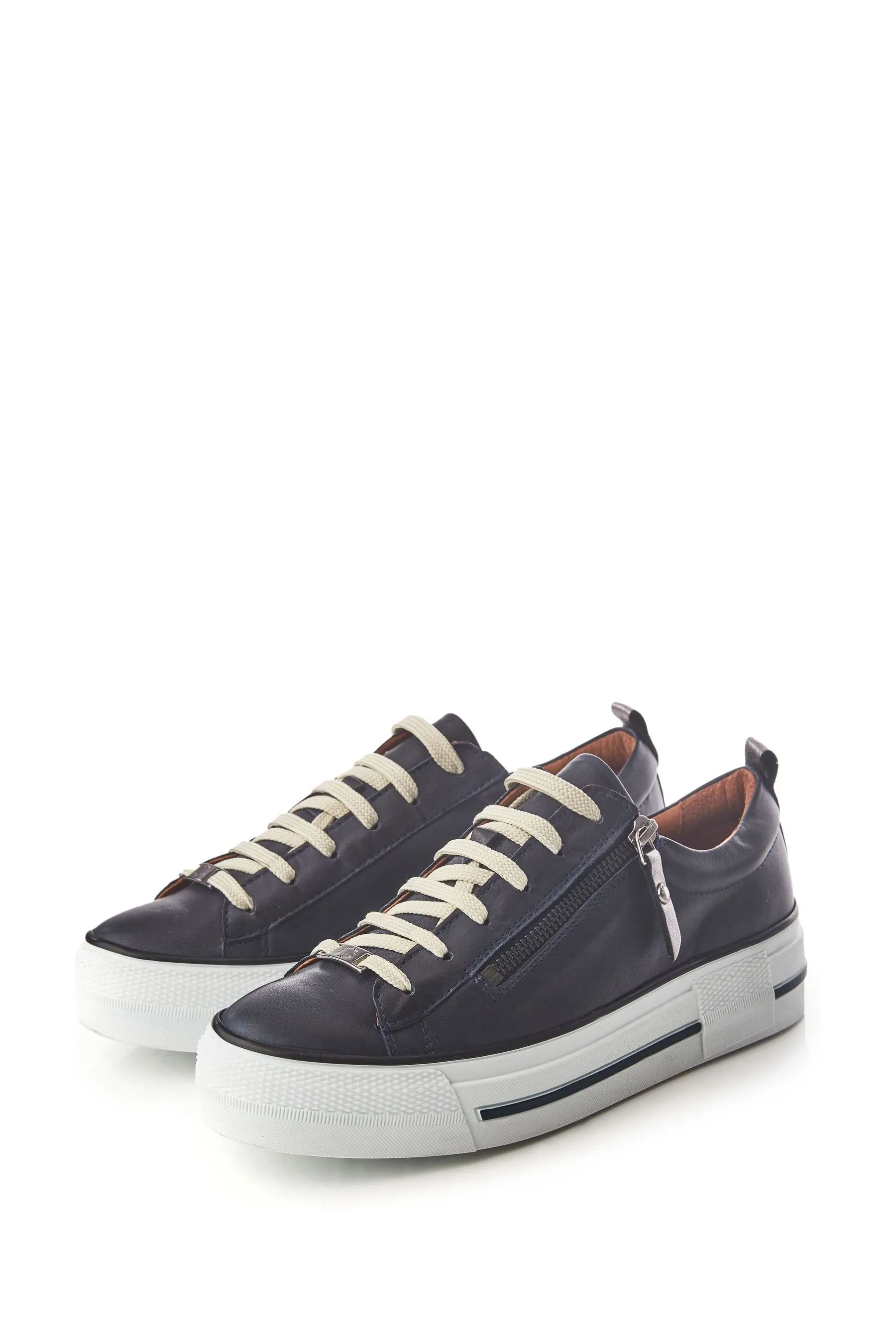 Moda in Pelle Filician - Scarpe da ginnastica con suola spessa e zip in Pizzo    
