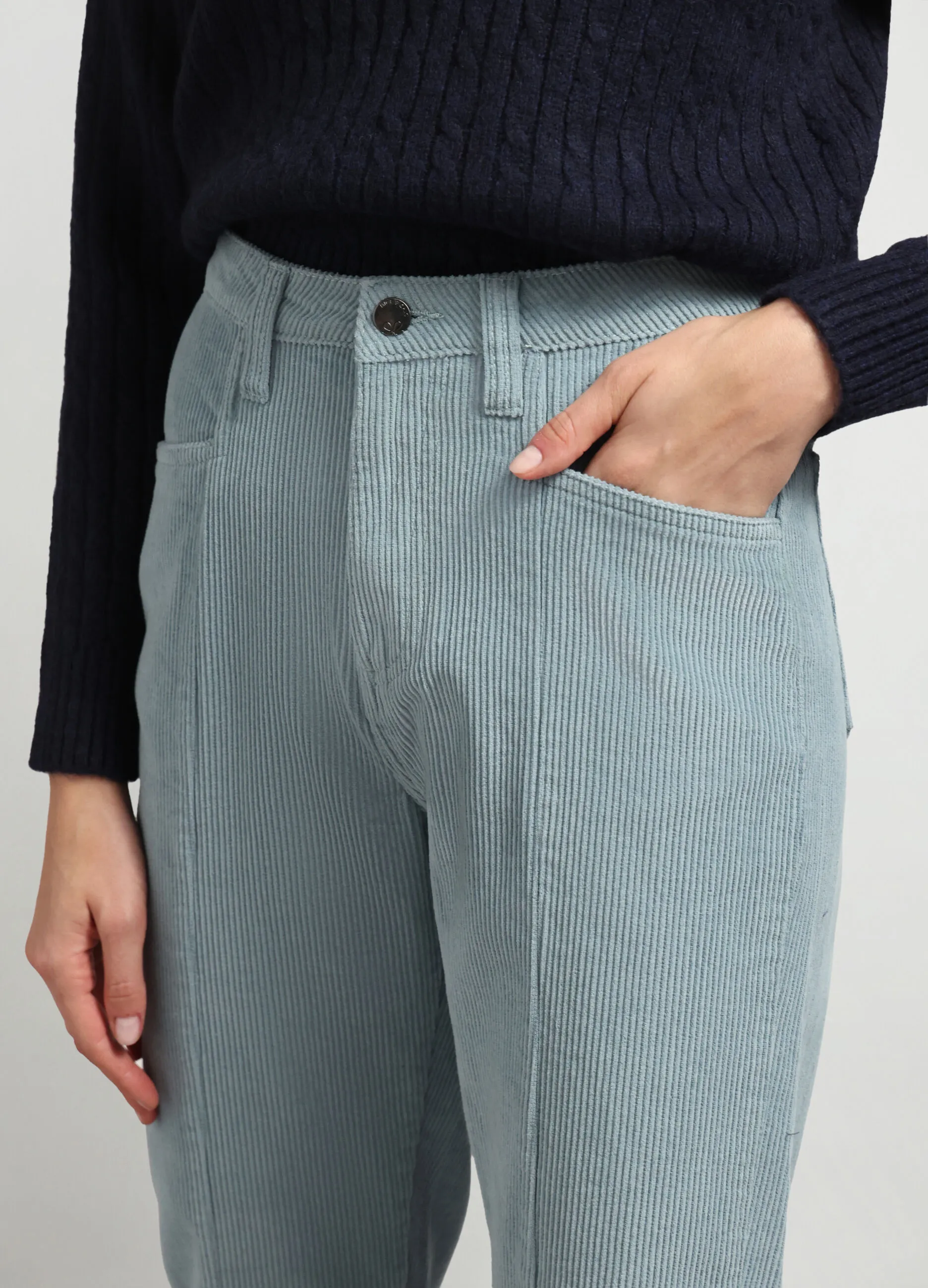 NICE & CHIC  Pantaloni in costina di puro cotone donna