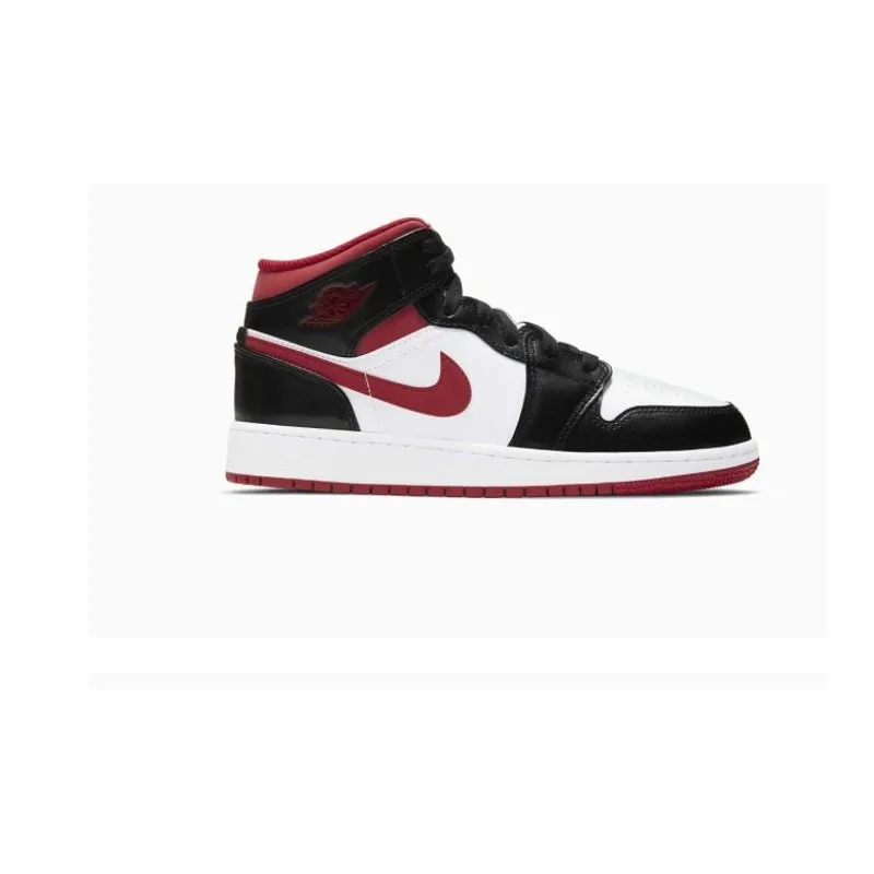 Nike Jordan 1 Mid Bianco-Nero-Rosso Bambino