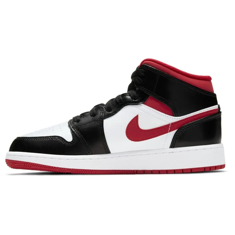 Nike Jordan 1 Mid Bianco-Nero-Rosso Bambino
