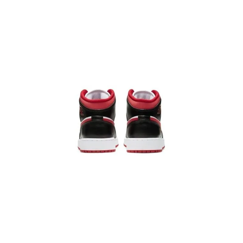Nike Jordan 1 Mid Bianco-Nero-Rosso Bambino