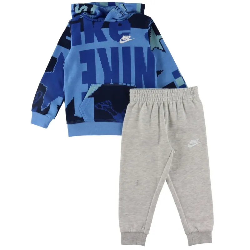 Nike Sweat Set - Felpa con cappuccio/pantaloni della tuta - Grigio/Blu