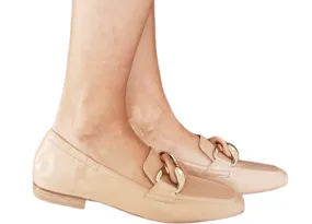 Noa Mocassino nappa  nude accessorio catena oro-nude rif.86