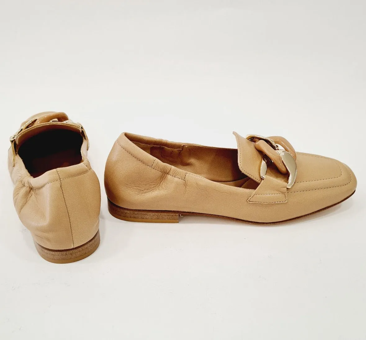 Noa Mocassino nappa  nude accessorio catena oro-nude rif.86