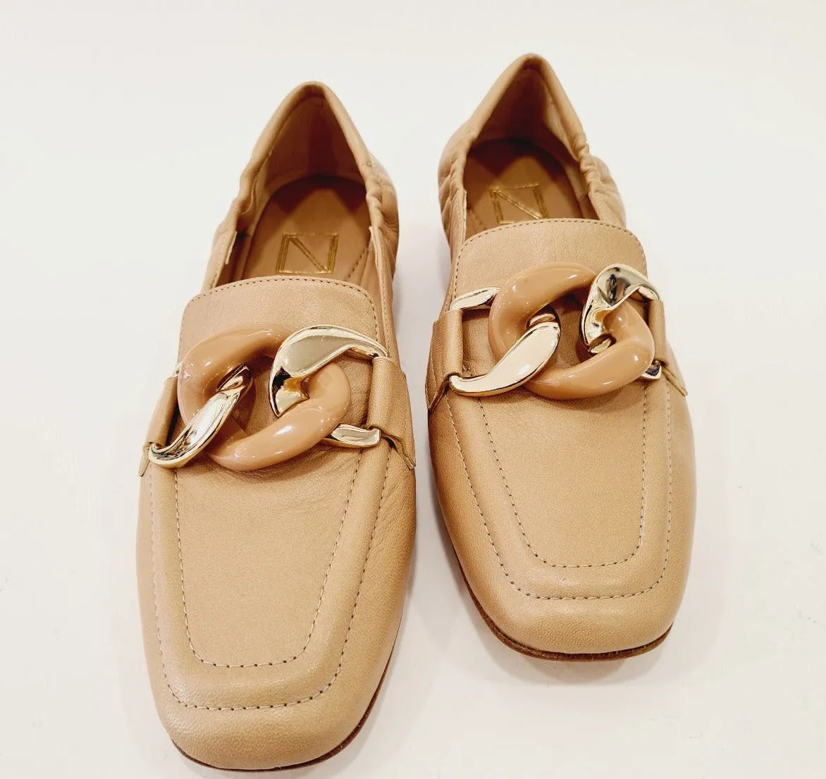 Noa Mocassino nappa  nude accessorio catena oro-nude rif.86
