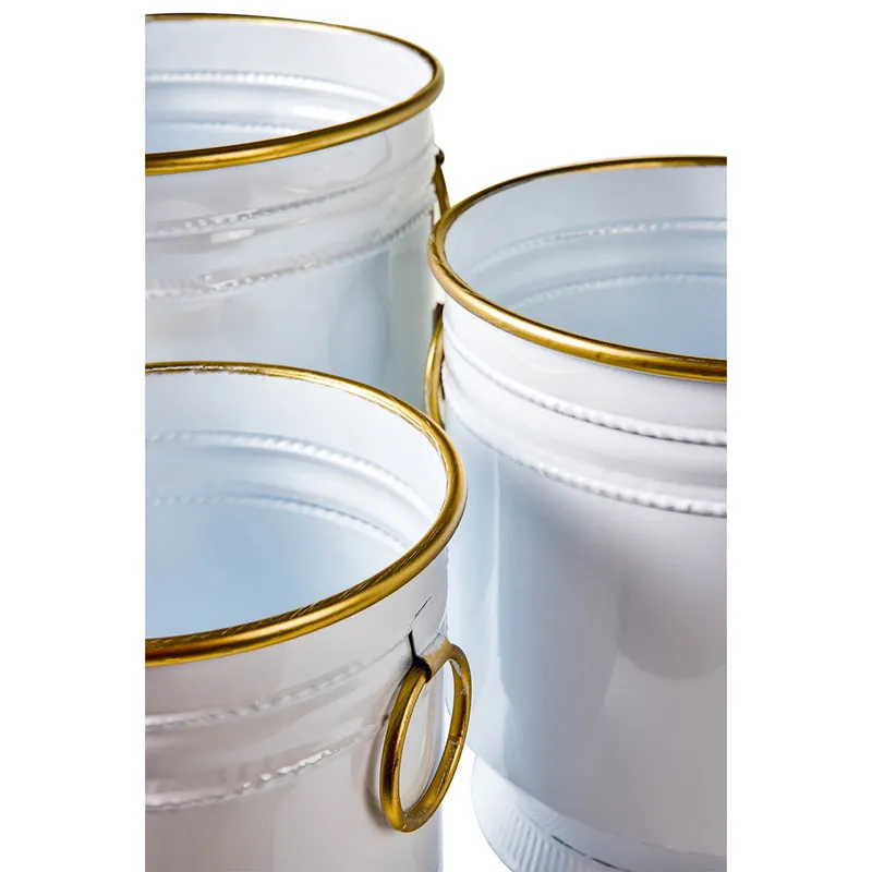Novità Home Tres chic - cache-pot bianco anelli e bordi dorati set di 3