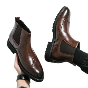 Nuovi stivali da uomo Chelsea marroni Block Business Stivaletti da uomo fatti a mano da sposa Spedizione gratuita Taglia 38 46