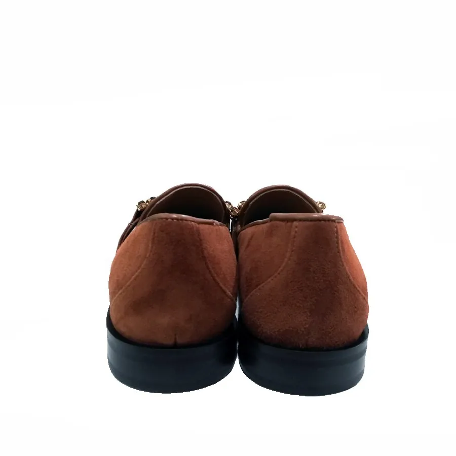 oberto Festa Mocassino  joys in camoscio cognac con morsetto strass