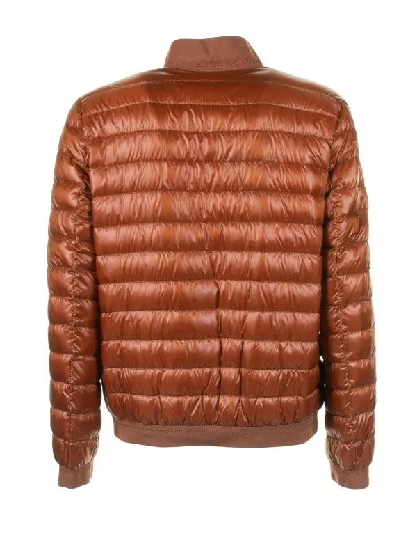 Orange quilted down jacket with zip