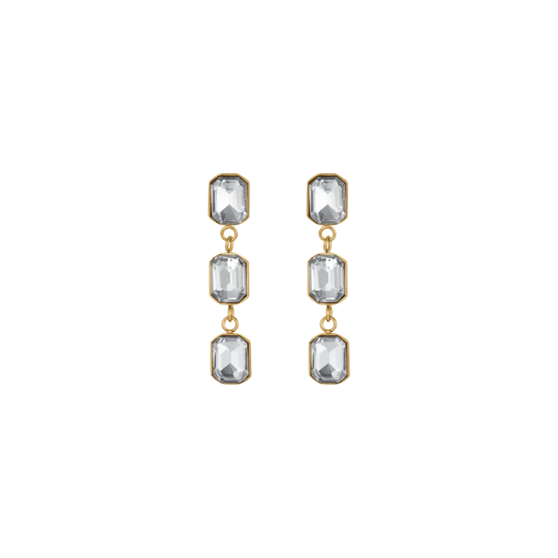 ORECCHINI DONNA IN ACCIAIO IP GOLD CON CRISTALLI BIANCHI
