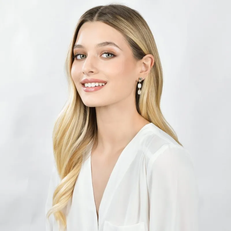 ORECCHINI DONNA IN ACCIAIO IP GOLD CON CRISTALLI BIANCHI